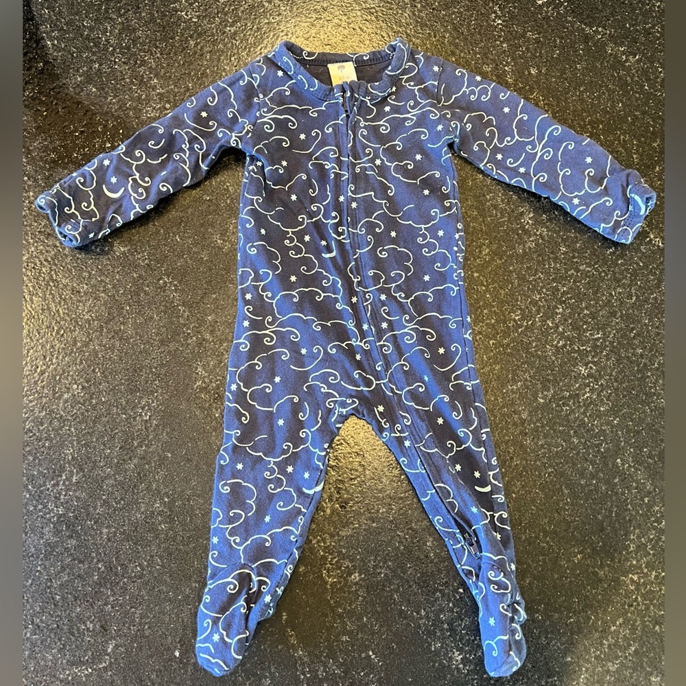 kate quinn Navy Blue Swirl Star Footie One-Piece